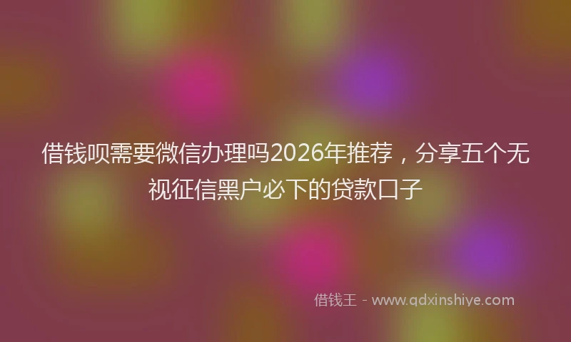 借钱呗需要微信办理吗2026年推荐，分享五个无视征信黑户必下的贷款口子