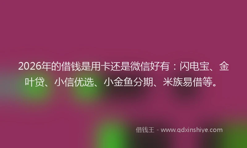 2026年的借钱是用卡还是微信好有：闪电宝、金叶贷、小信优选、小金鱼分期、米族易借等。