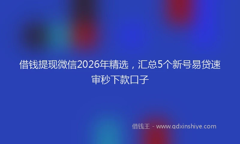 借钱提现微信2026年精选，汇总5个新号易贷速审秒下款口子