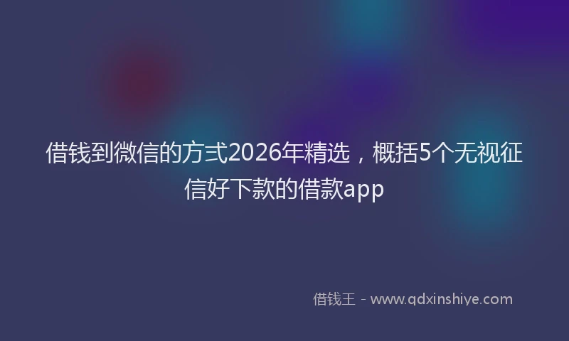 借钱到微信的方弍2026年精选，概括5个无视征信好下款的借款app