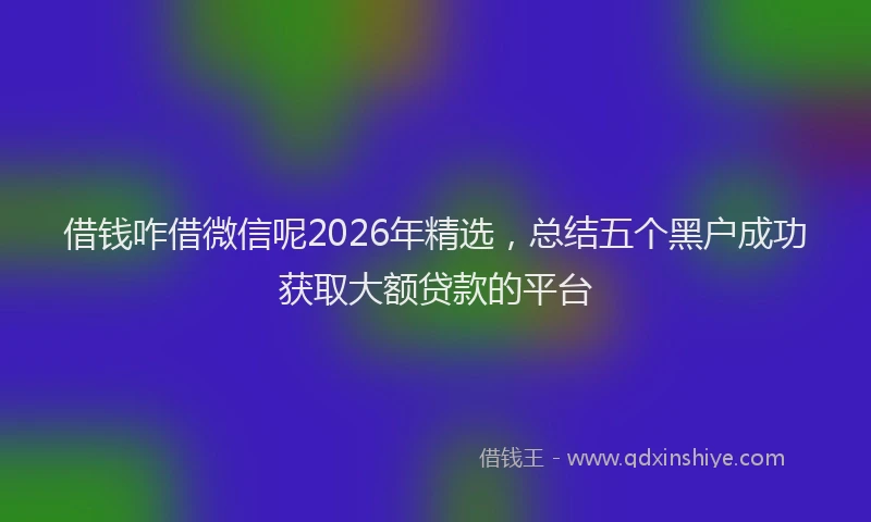 借钱咋借微信呢2026年精选，总结五个黑户成功获取大额贷款的平台