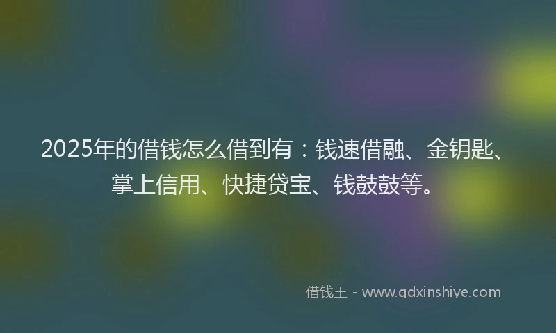 2025年的借钱怎么借到有：钱速借融、金钥匙、掌上信用、快捷贷宝、钱鼓鼓等。