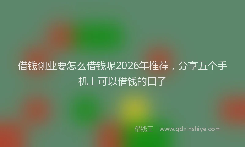 借钱创业要怎么借钱呢2026年推荐，分享五个手机上可以借钱的口子