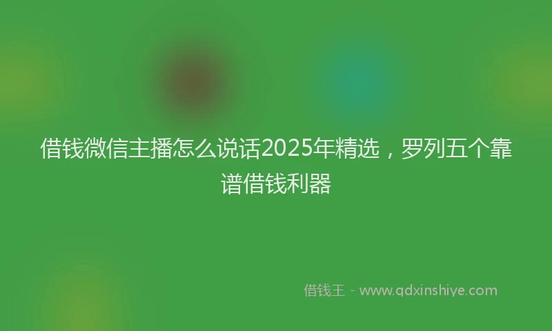借钱微信主播怎么说话2025年精选,罗列五个靠谱借钱利器