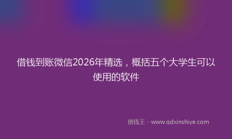 借钱到账微信2026年精选，概括五个大学生可以使用的软件