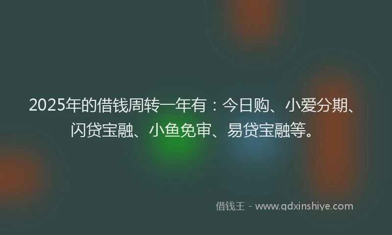 2025年的借钱周转一年有：今日购、小爱分期、闪贷宝融、小鱼免审、易贷宝融等。