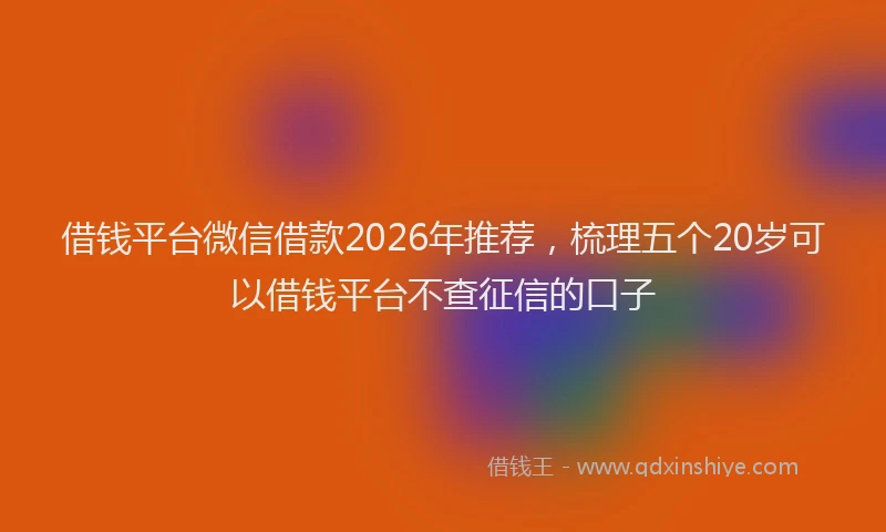 借钱平台微信借款2026年推荐,梳理五个20岁可以借钱平台不查征信的口子