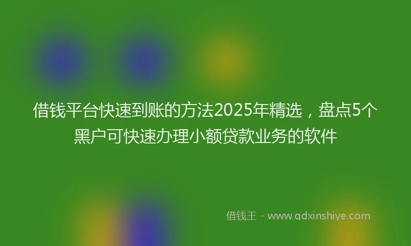 借钱平台快速到账的方法2025年精选，盘点5个黑户可快速办理小额贷款业务的软件