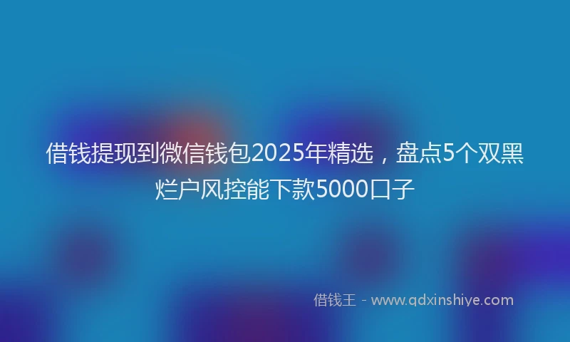 借钱提现到微信钱包2025年精选，盘点5个双黑烂户风控能下款5000口子