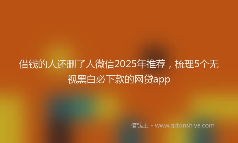 借钱的人还删了人微信2025年推荐，梳理5个无视黑白必下款的网贷app