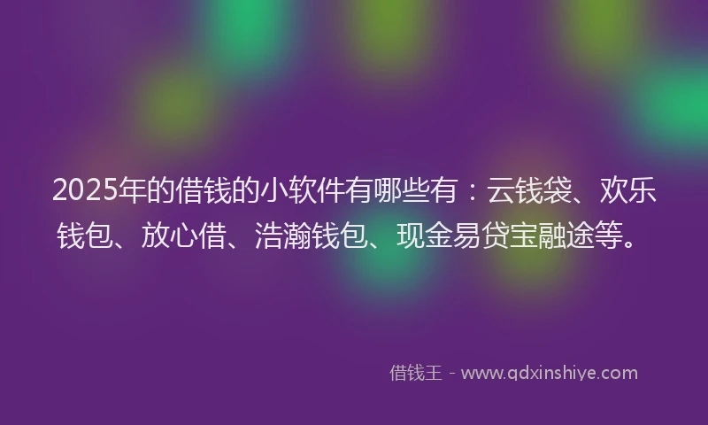 2025年的借钱的小软件有哪些有：云钱袋、欢乐钱包、放心借、浩瀚钱包、现金易贷宝融途等。