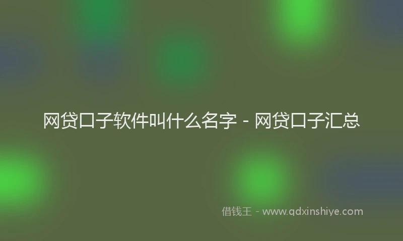 网贷口子软件叫什么名字 - 网贷口子汇总