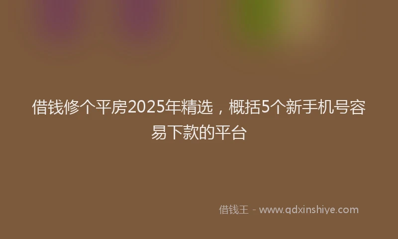 借钱修个平房2025年精选，概括5个新手机号容易下款的平台