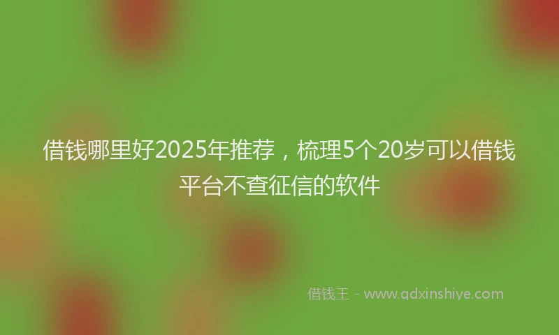 借钱哪里好2025年推荐，梳理5个20岁可以借钱平台不查征信的软件