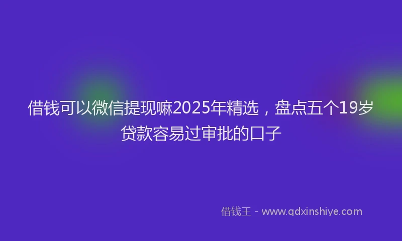 借钱可以微信提现嘛2025年精选，盘点五个19岁贷款容易过审批的口子