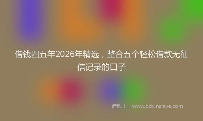 借钱四五年2026年精选，整合五个轻松借款无征信记录的口子