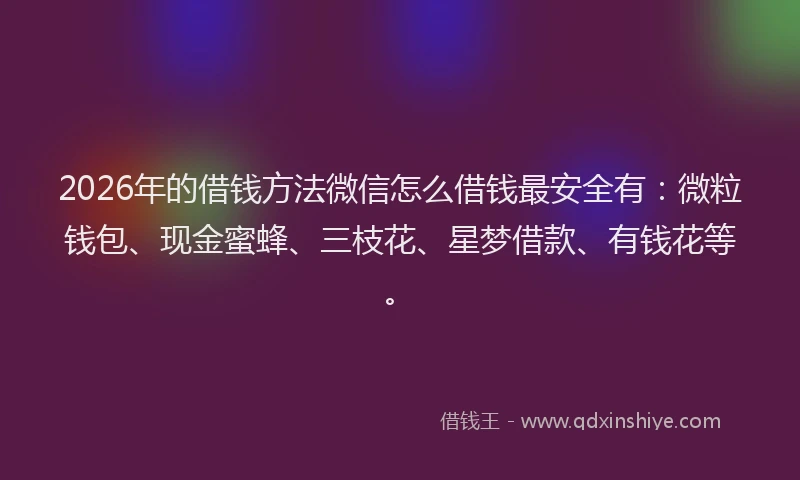 2026年的借钱方法微信怎么借钱最安全有：微粒钱包、现金蜜蜂、三枝花、星梦借款、有钱花等。