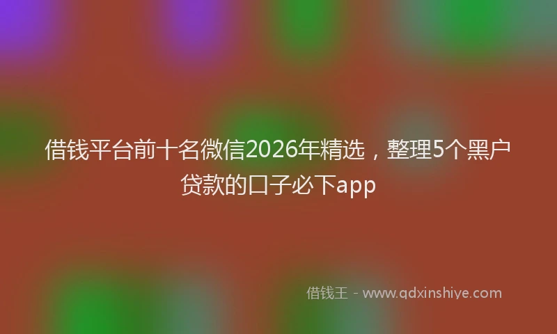 借钱平台前十名微信2026年精选，整理5个黑户贷款的口子必下app