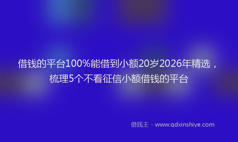 借钱的平台100%能借到小额20岁2026年精选，梳理5个不看征信小额借钱的平台