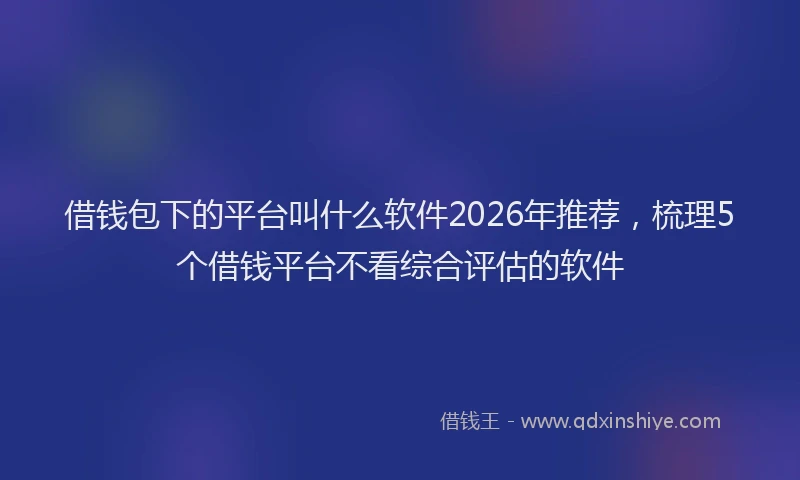 借钱包下的平台叫什么软件2026年推荐，梳理5个借钱平台不看综合评估的软件