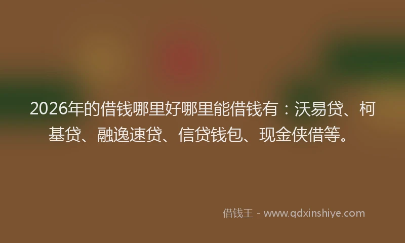 2026年的借钱哪里好哪里能借钱有：沃易贷、柯基贷、融逸速贷、信贷钱包、现金侠借等。