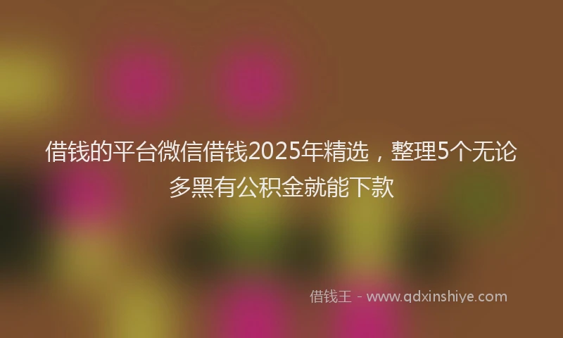 借钱的平台微信借钱2025年精选，整理5个无论多黑有公积金就能下款
