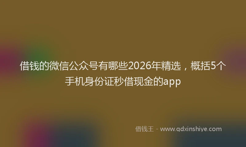 借钱的微信公众号有哪些2026年精选,概括5个手机身份证秒借现金的app