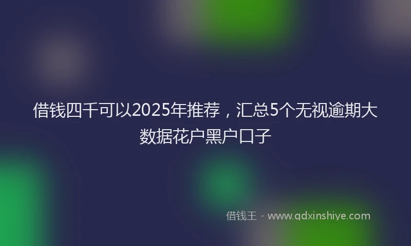 借钱四千可以2025年推荐，汇总5个无视逾期大数据花户黑户口子