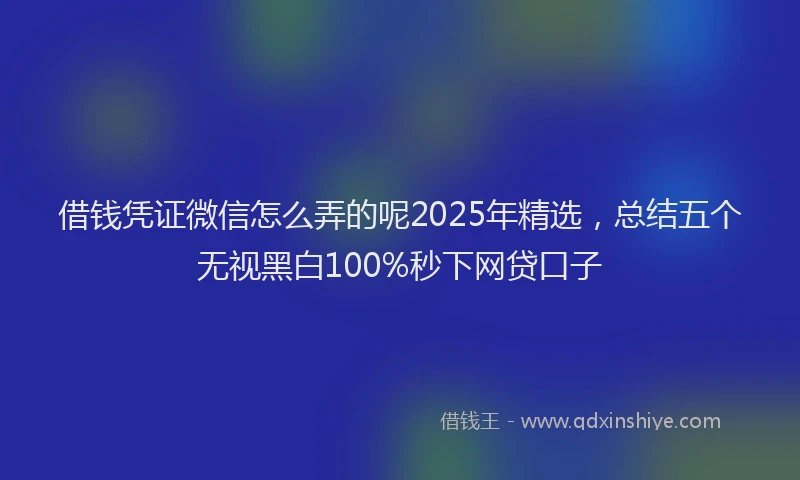 借钱凭证微信怎么弄的呢2025年精选，总结五个无视黑白100%秒下网贷口子