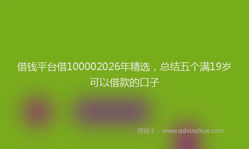 借钱平台借100002026年精选，总结五个满19岁可以借款的口子