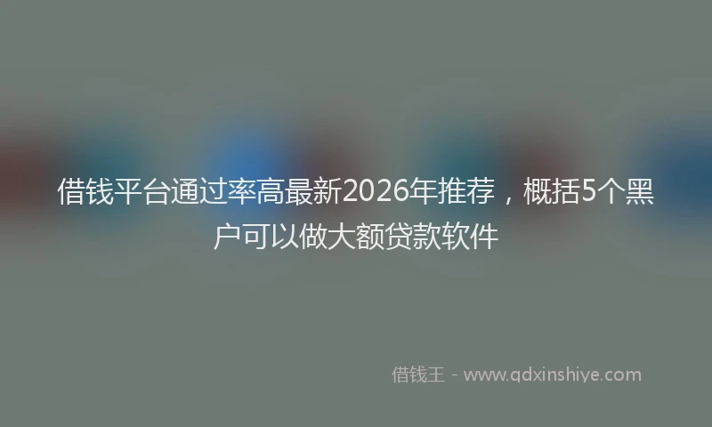 借钱平台通过率高最新2026年推荐，概括5个黑户可以做大额贷款软件