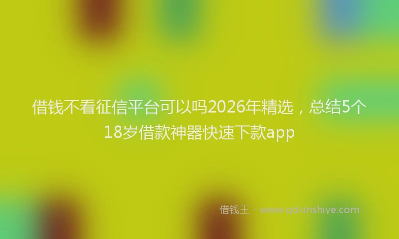 借钱不看征信平台可以吗2026年精选，总结5个18岁借款神器快速下款app