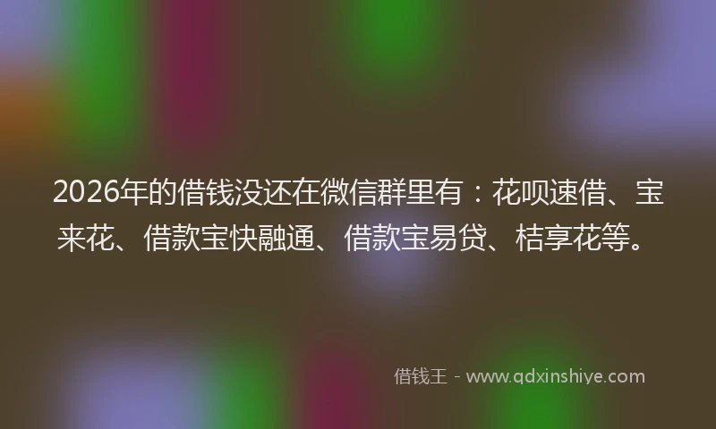 2026年的借钱没还在微信群里有：花呗速借、宝来花、借款宝快融通、借款宝易贷、桔享花等。