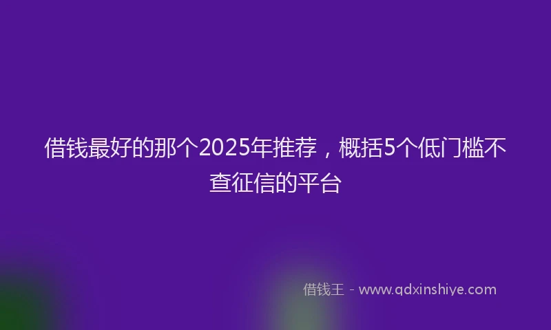 借钱最好的那个2025年推荐，概括5个低门槛不查征信的平台