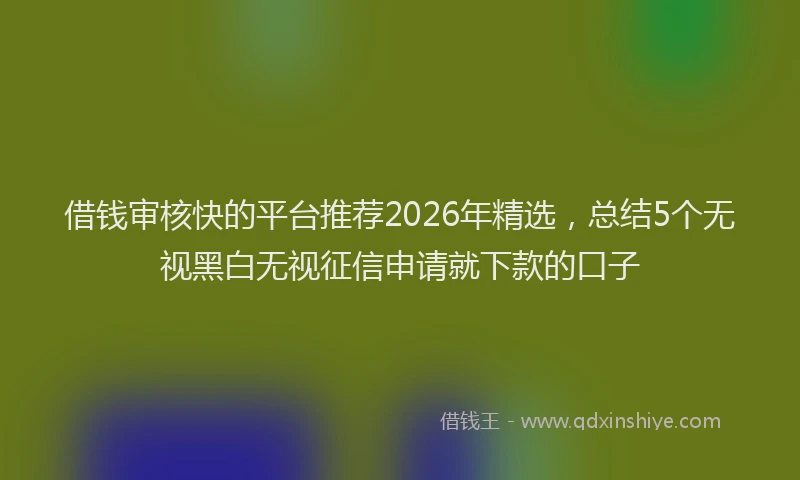 借钱审核快的平台推荐2026年精选，总结5个无视黑白无视征信申请就下款的口子