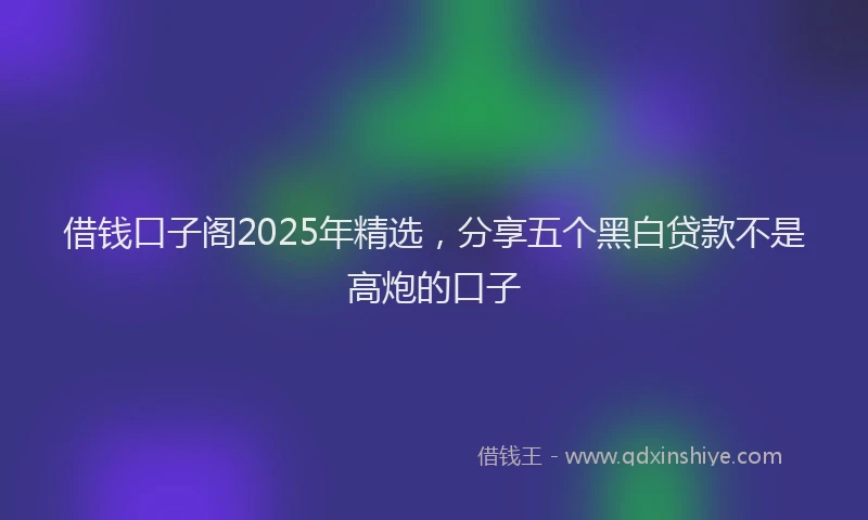 借钱口子阁2025年精选，分享五个黑白贷款不是高炮的口子