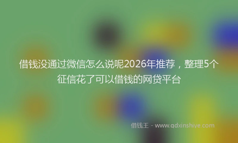 借钱没通过微信怎么说呢2026年推荐，整理5个征信花了可以借钱的网贷平台