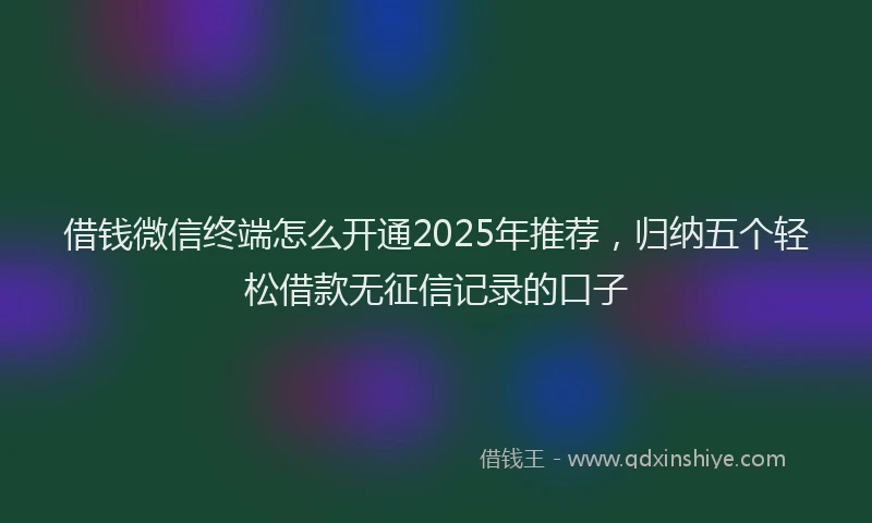 借钱微信终端怎么开通2025年推荐，归纳五个轻松借款无征信记录的口子