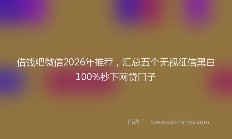 借钱吧微信2026年推荐，汇总五个无视征信黑白100%秒下网贷口子