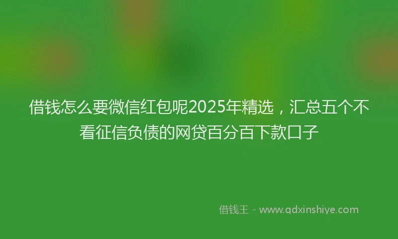 借钱怎么要微信红包呢2025年精选,汇总五个不看征信负债的网贷百分百下款口子