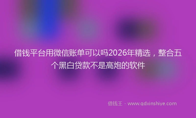 借钱平台用微信账单可以吗2026年精选，整合五个黑白贷款不是高炮的软件