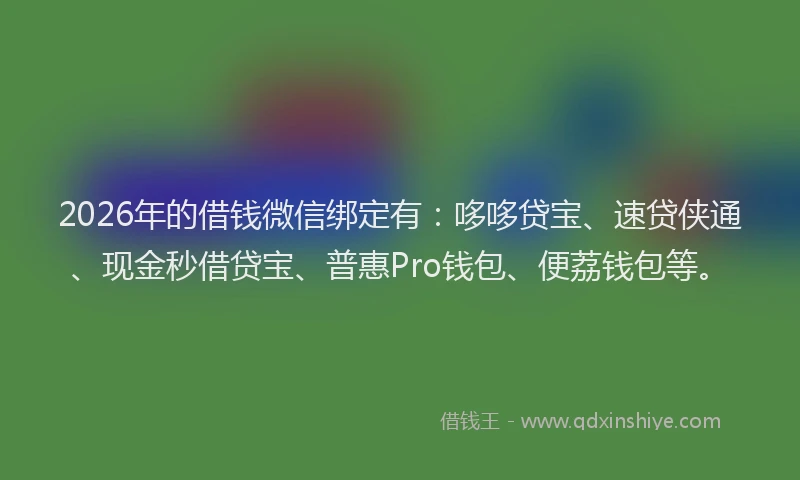 2026年的借钱微信绑定有：哆哆贷宝、速贷侠通、现金秒借贷宝、普惠Pro钱包、便荔钱包等。