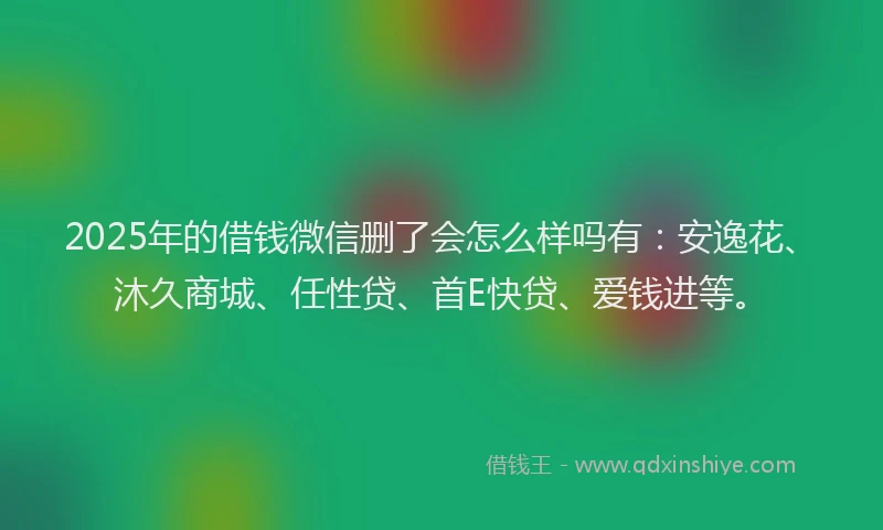 2025年的借钱微信删了会怎么样吗有:安逸花、沐久商城、任性贷、首E快贷、爱钱进等。