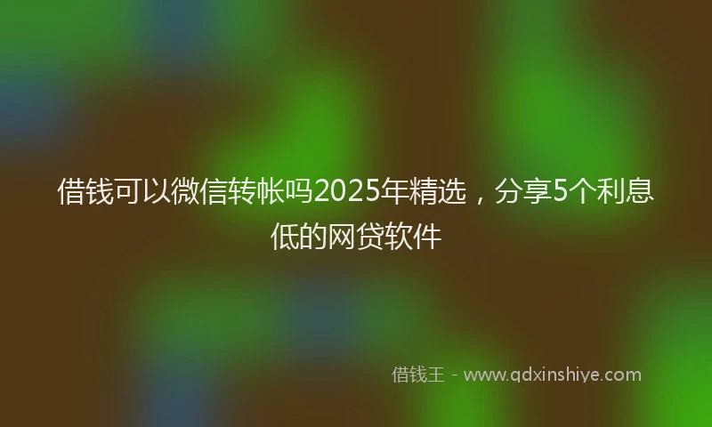 借钱可以微信转帐吗2025年精选，分享5个利息低的网贷软件