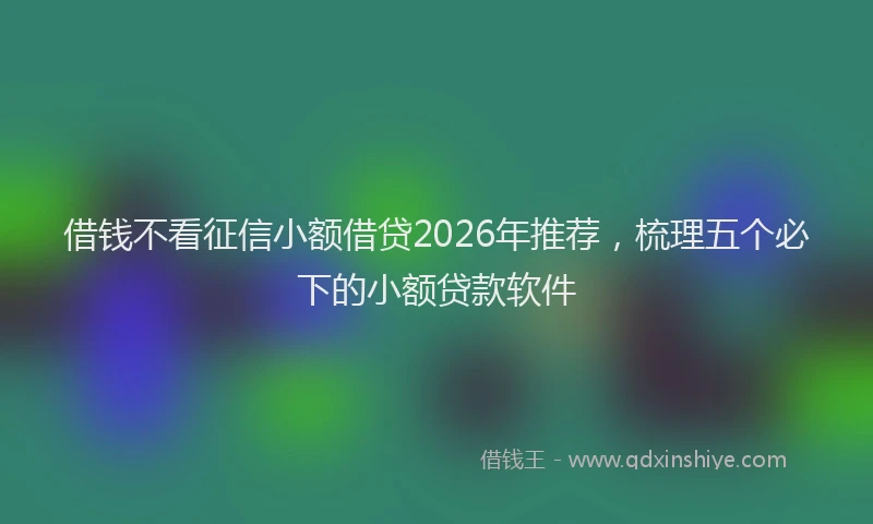 借钱不看征信小额借贷2026年推荐，梳理五个必下的小额贷款软件