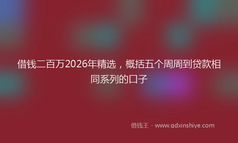 借钱二百万2026年精选，概括五个周周到贷款相同系列的口子