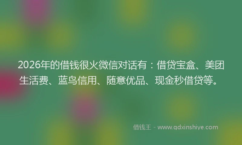 2026年的借钱很火微信对话有：借贷宝盒、美团生活费、蓝鸟信用、随意优品、现金秒借贷等。