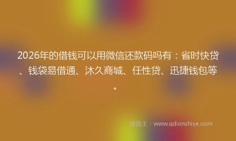2026年的借钱可以用微信还款码吗有：省时快贷、钱袋易借通、沐久商城、任性贷、迅捷钱包等。
