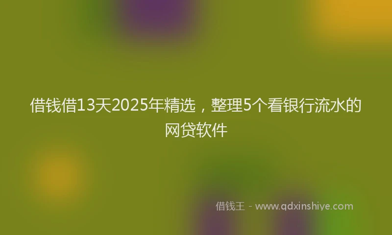 借钱借13天2025年精选，整理5个看银行流水的网贷软件