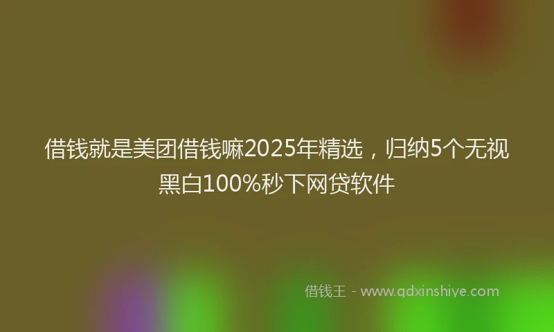 借钱就是美团借钱嘛2025年精选,归纳5个无视黑白100%秒下网贷软件